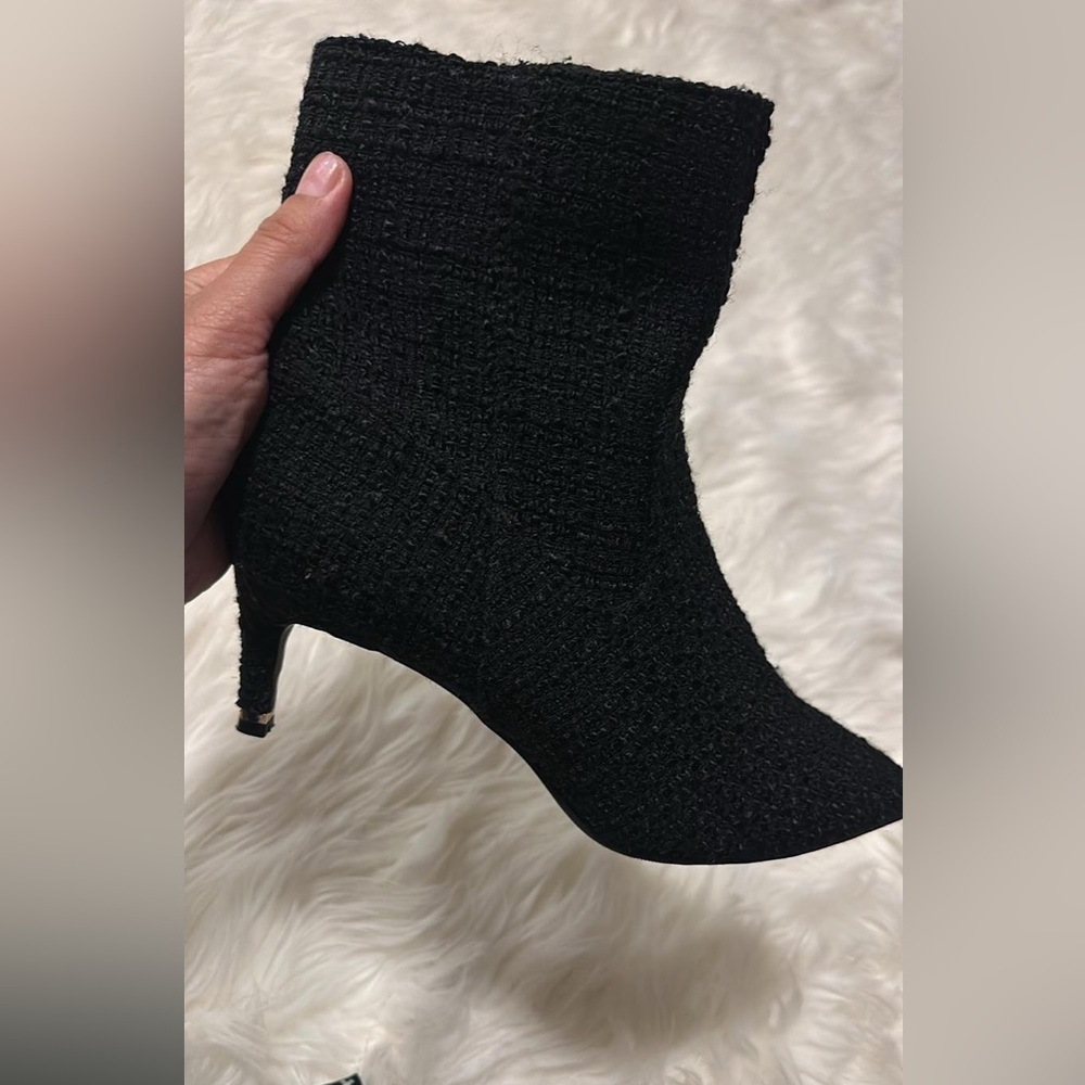 Elegant Black Tweed Ankle Boots
